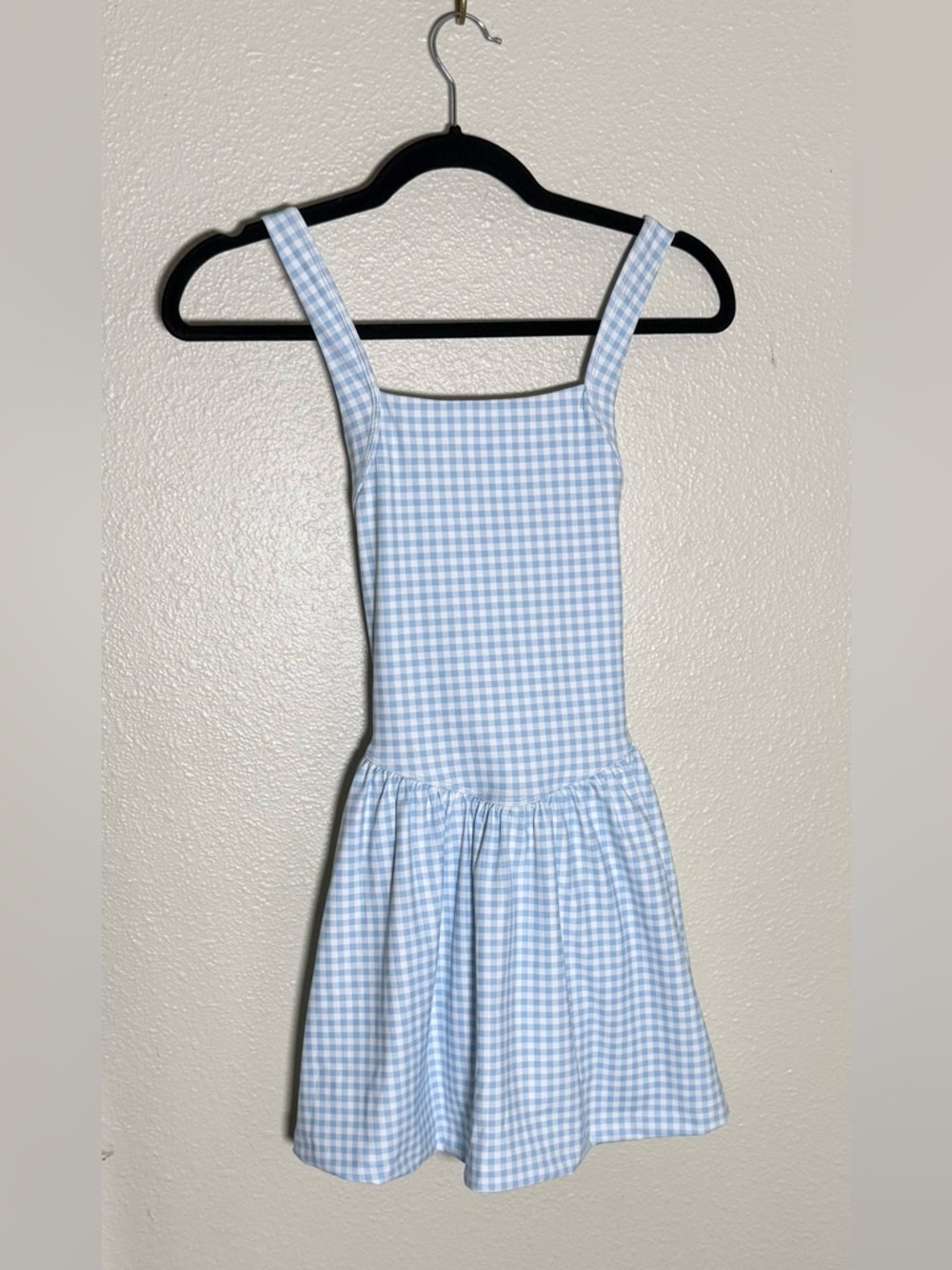 Abercrombie & Fitch Ypb drop-waist mixed fabric mini dress gingham